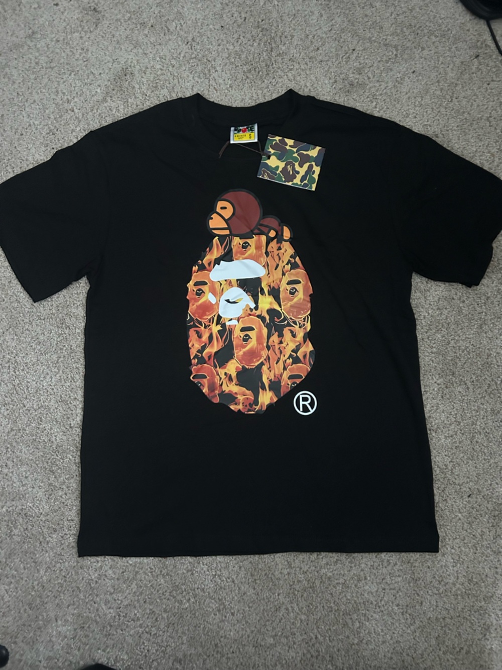 Black Flame Bathing ape Graphic Tee